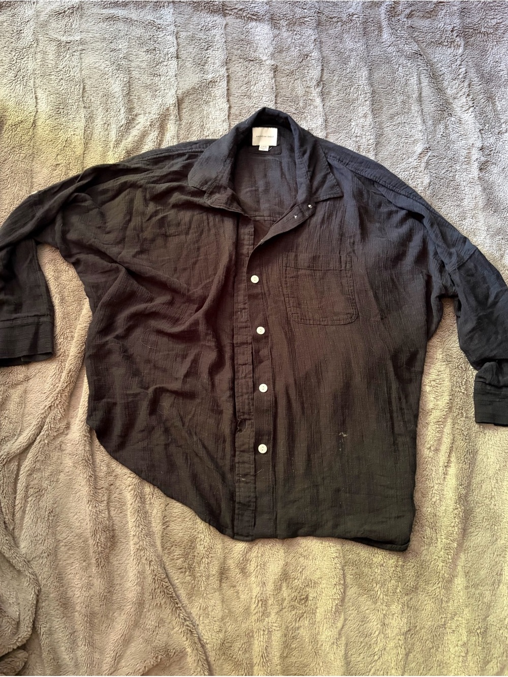 American Eagle Outfitters Black Button-Up Blouse